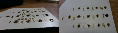 Laminated worktops embedded with a range of threaded inserts to compare the pull out performance of Tappex inserts vs a competitor